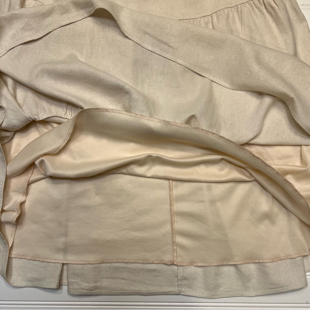Saints & Hearts Cream Off-Shoulder Puff Sleeve Linen Blend Mini Dress Size L - Picture 8 of 11